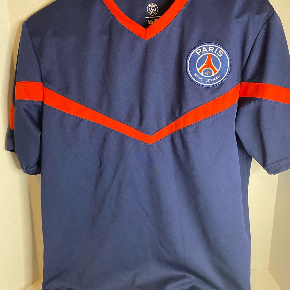 Paris Saint-Germain Navy Blue & Red Men's Short Sleeve Soccer Jersey